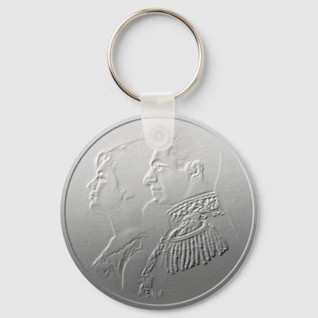 Farah Diba och Shah of Iran Persia design #silv01 Nyckelring (Framsida)