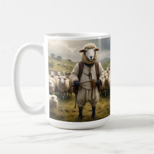 Fårande får med lås av får. kaffemugg