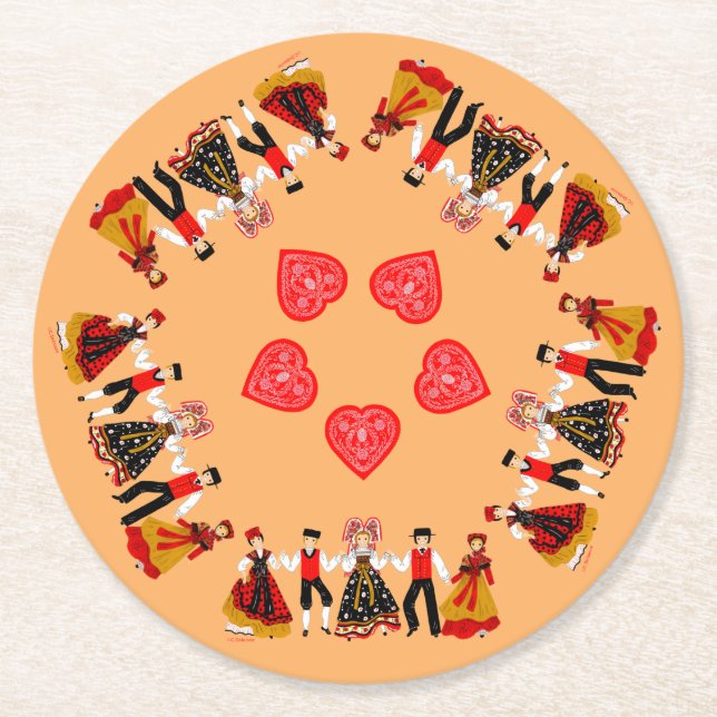 Farandole d'Alsace, France Underlägg Papper Rund (Framsidan)