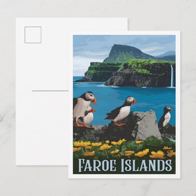 Farao Öarna Vintage Resa  Vykort (Fram/baksida)