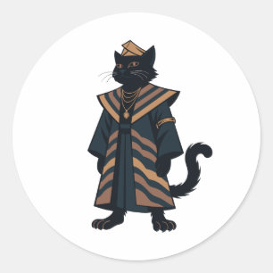 Farao Svart Katt Folklig Konst Klistermärke