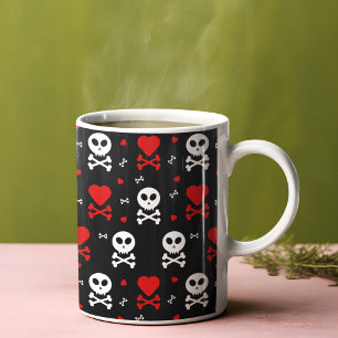 Farar Scary Döskallar Mönster Kaffemugg