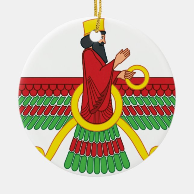 Faravahar symbol julgransprydnad keramik (Framsidan)