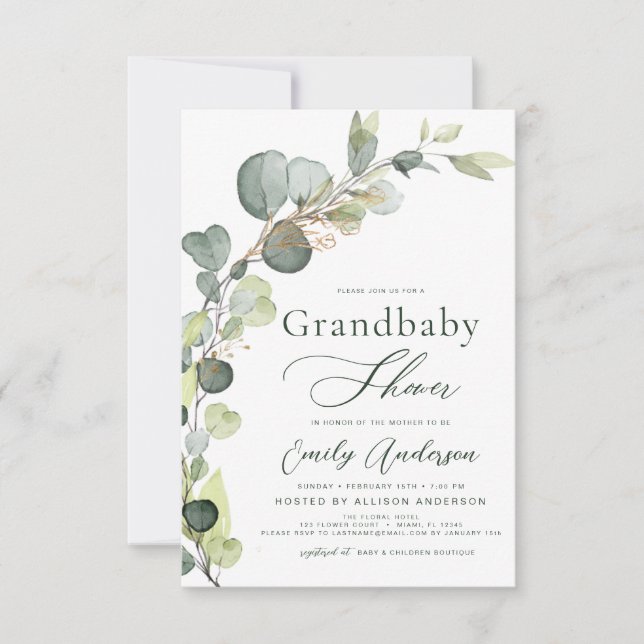 Farbaby Shower Greenery Eucalyptus-inbjudningar Inbjudningar (Framsida)