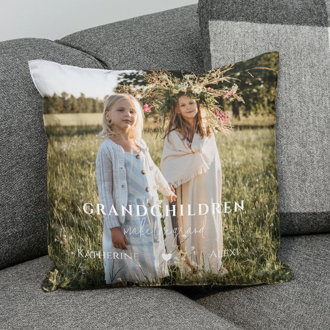 Farbarn gör Life Grand Black & White Play Kudde (Grandchildren Make Life Grand Black & White Plaid Throw Pillow
)
