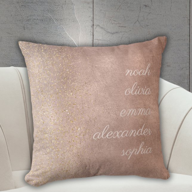 Farbarn Namn Minimal Rosa Guld Glitter Kudde (Skapare uppladdad)