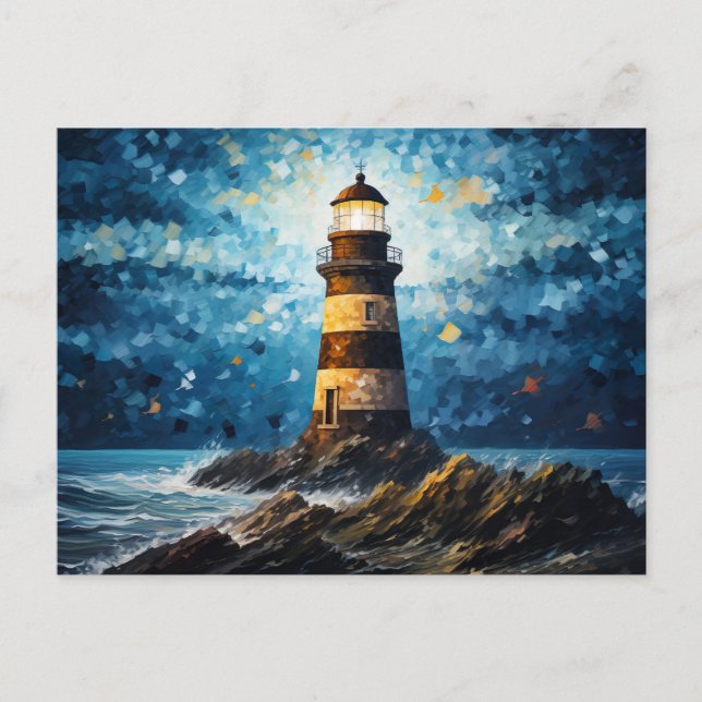farbenfroher Leuchtturm maritime Lansdchaft Vykort (Framsida)