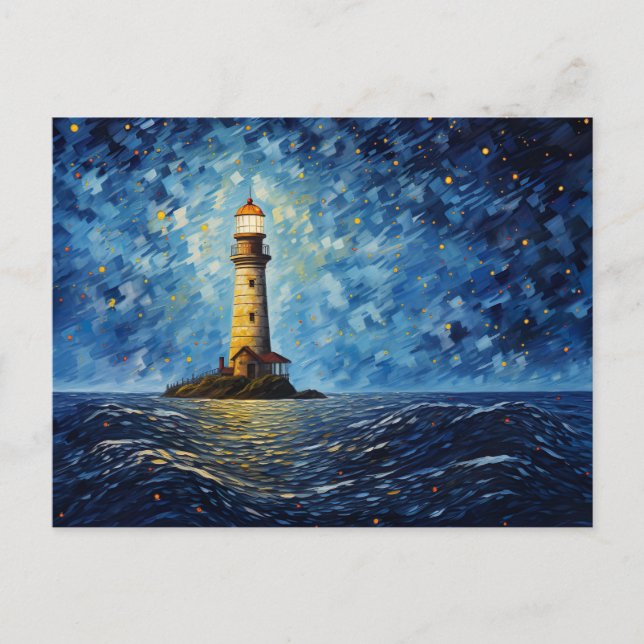 farbenfroher Leuchtturm maritime Lansdchaft Vykort (Framsida)