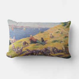 Fårbesättning med hans får som vaktar havet lumbarkudde