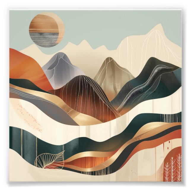 Farbharmonie in der Natur: Abstrakte Bergwelten Fototryck (Framsidan)