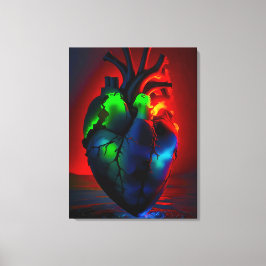 Farbig leuchtendes Herz über Wasser Canvastryck