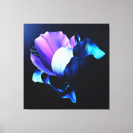 Farbig Strahlende Blüten in Dunkelheit Canvastryck