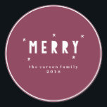 Färblockerade MERRY MERRY MERRY Monogram Stickers Runt Klistermärke<br><div class="desc">Färblockerade MERRY MERRY MERRY Monogram Stickers</div>