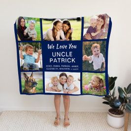 Farbror 8 Photo Collage Navy Blue Fleecefilt