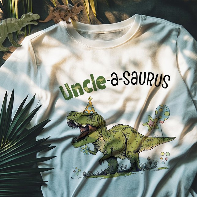 Farbror-a-saurus Dinosaur Theme Barns födelsedag P T Shirt (Cute funny uncle-a-saurus t-rex dinosaur theme kids birthday party matching uncle family t-shirt)