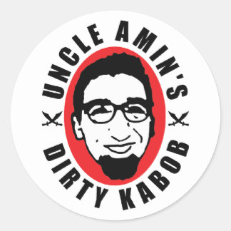 Farbror Amins Dirty Kabob Sticker White Runt Klistermärke