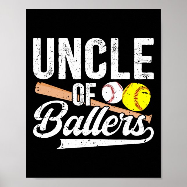 Farbror Ballers Baseball Softball farbror Poster (Framsidan)