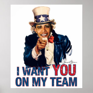 Farbror Barack Obama jag vill ha dig i mitt team Poster