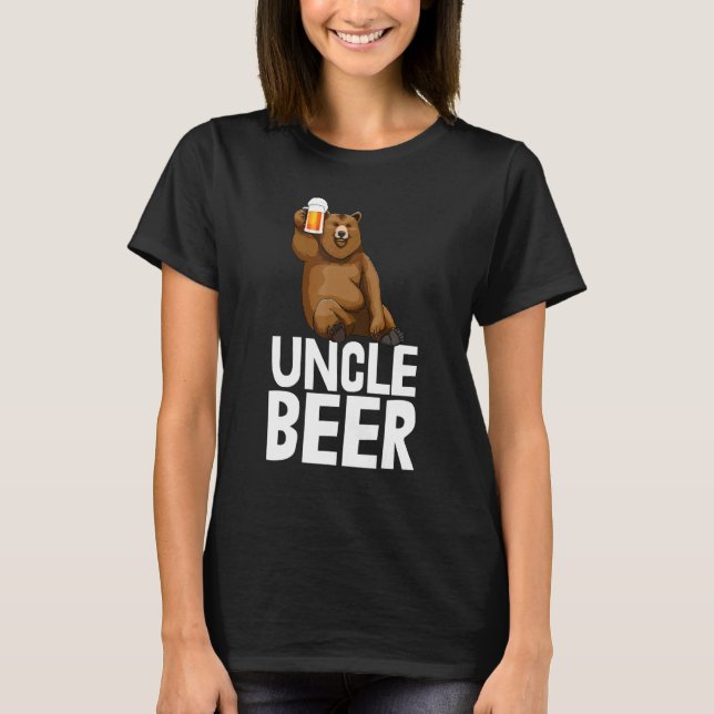Farbror Beer S Bear Drinking Beer Tees Beer T Shirt (Framsida)