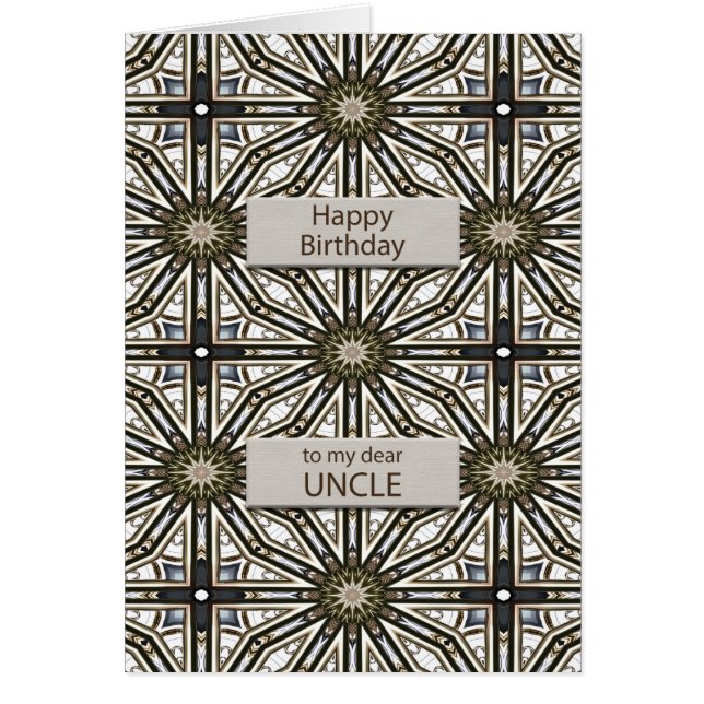 Farbror Birthday Abstrakt Mandala Design Hälsningskort (Framsidan)