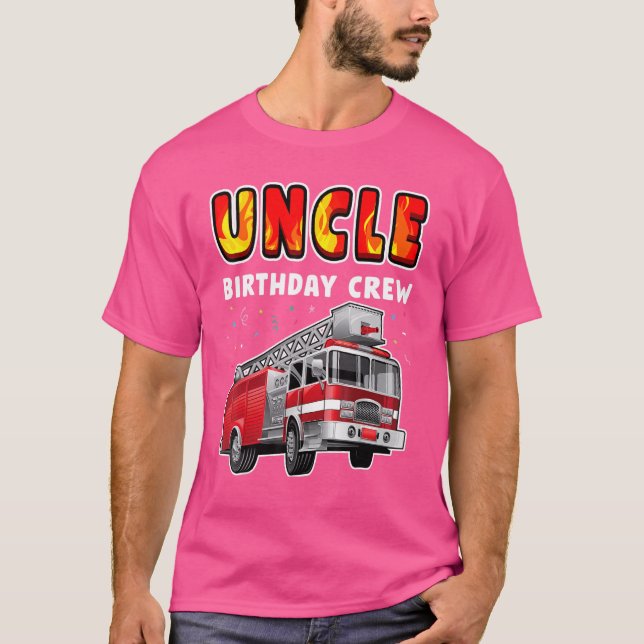Farbror Birthday Crew Party Fire Lastbil Boy Kids  T Shirt (Framsida)