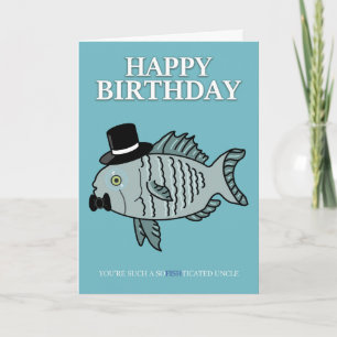 Farbror Birthday Fish Pun Joke Card Kort
