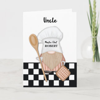 Farbror Birthday Whimsical Gnome Chef Cooking Kort