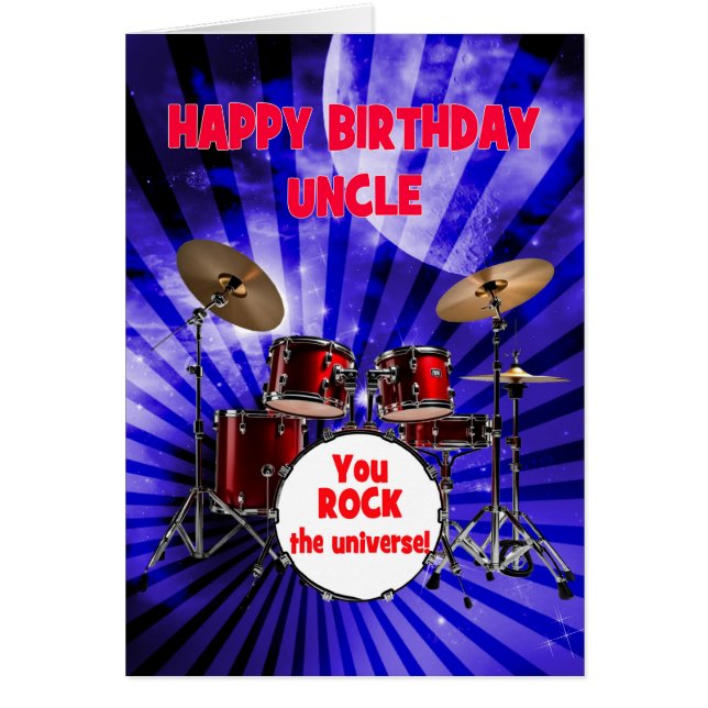 Farbror Birthday You Sten Drums Hälsningskort (Framsidan)