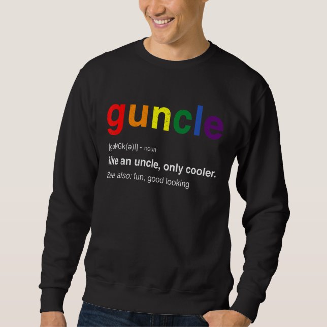 Farbror Definition Rainbow Pride Färg Gay farbror  Lång Ärmad Tröja (Framsida)