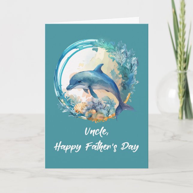 Farbror Dolphin Fars dag Ocean Vågar of Life Kort (Framsida)