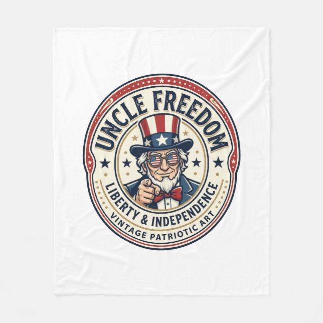 Farbror Freedom Patriotisk Farbror Sam Grundande K Fleecefilt (Framsidan)