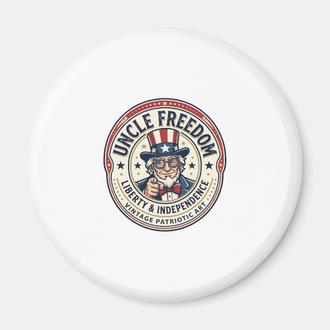 Farbror Freedom Patriotisk Farbror Sam Grundande K Magnet (Framsidan)