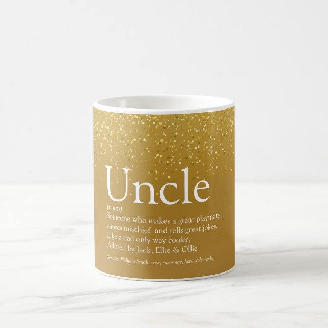 Farbror Funcle Definition Modernt Kul Guld Glitter Kaffemugg (Center)