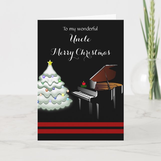 Farbror/God jul - Piano och White Träd Helgkort (Framsida)