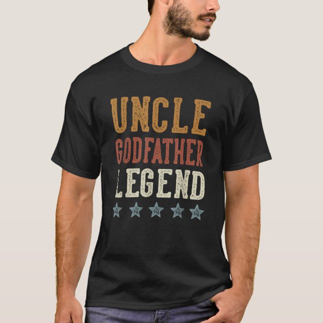 Farbror Godfather Legend Classic Retro Distress Le T Shirt (Framsida)