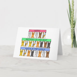 Farbror Grattis på födelsedagen Tecknad Cats Kort