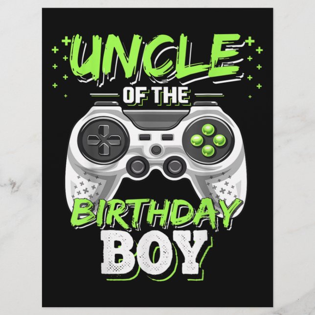 Farbror i Birthday Boy Matching Video Game Reklamblad (Framsidan)