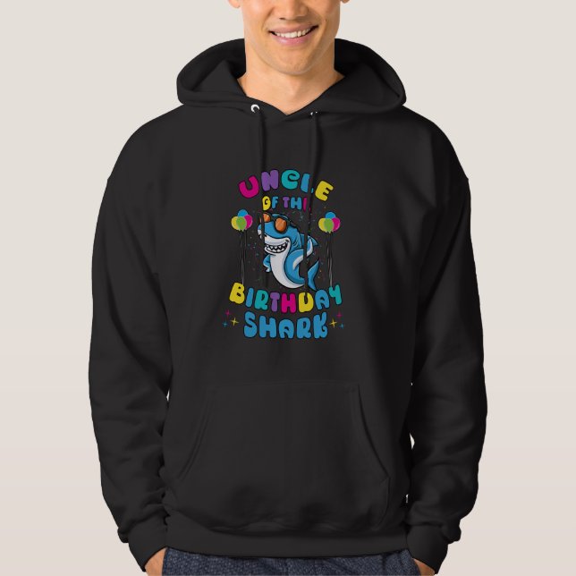 Farbror i Birthday Boy Shark Älskare Kids Family Hoodie (Framsida)