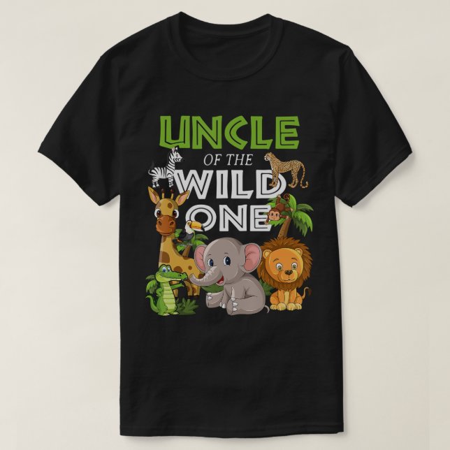 Farbror i Vild 1 Zoo Birthday Safari Jungle A T Shirt (Design framsida)