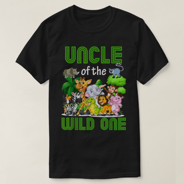 Farbror i Vild 1 Zoo Birthday Safari Jungle A T Shirt (Design framsida)