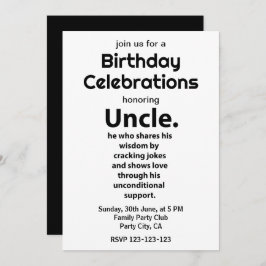 Farbror Inspirational Funny Quote Birthday farbror Inbjudningar