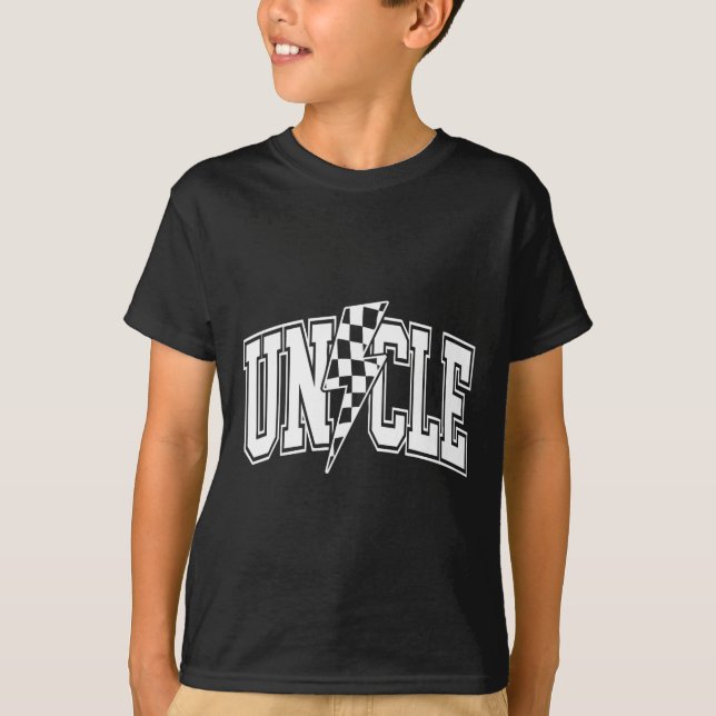 Farbror Lightning Bolt Checkated Varsity Pappa far T Shirt (Framsida)
