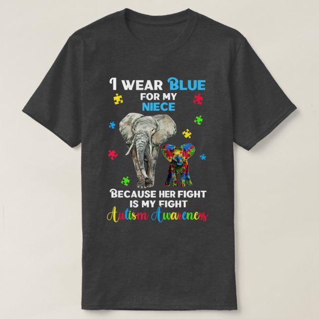 Farbror Moster Autism Awareness s, Autistic Elepha T Shirt (Design framsida)