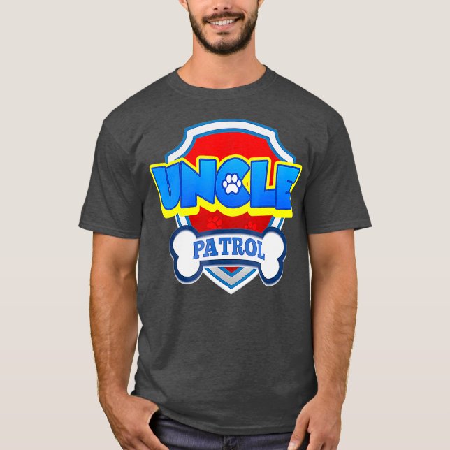 Farbror Patrol Hund Funny Gift Födelsedagsfest T Shirt (Framsida)