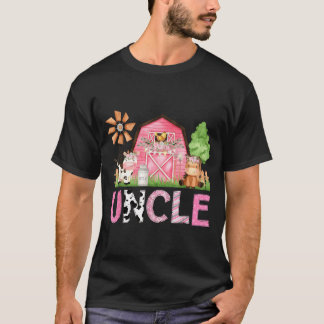 Farbror Rosa Gårdsdjur Födelsedag Barn Matchande T Shirt