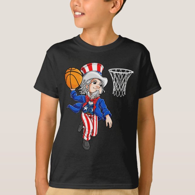 Farbror Sam 4 juli basket dunk pojkar män T Shirt (Framsida)