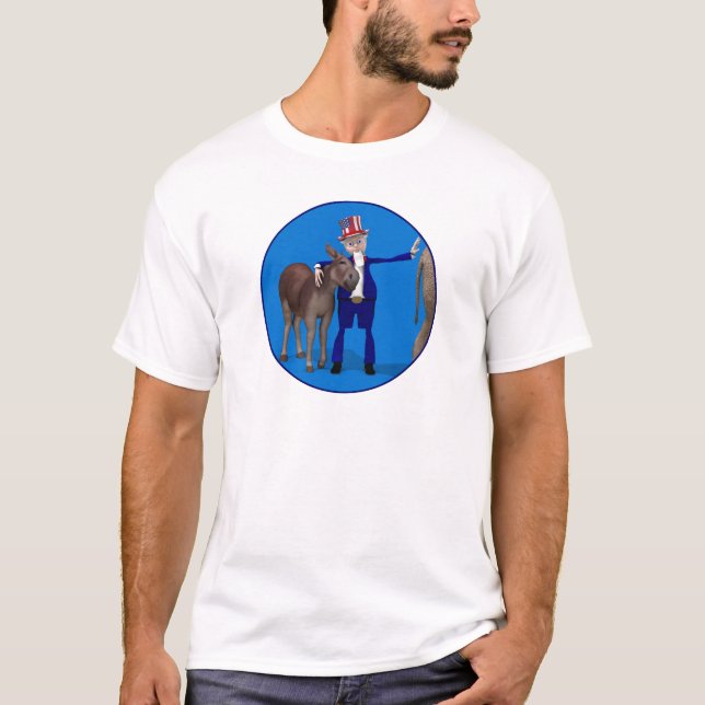 Farbror Sam älskar åsnor Tee Shirt (Framsida)