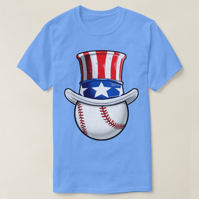 Farbror Sam American Flagga Hat 4 juli Baseball M T Shirt (Design framsida)