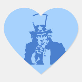 Farbror Sam (blå) på Stickers Hjärtformat Klistermärke