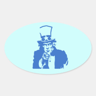 Farbror Sam (blå) på Stickers Ovalt Klistermärke